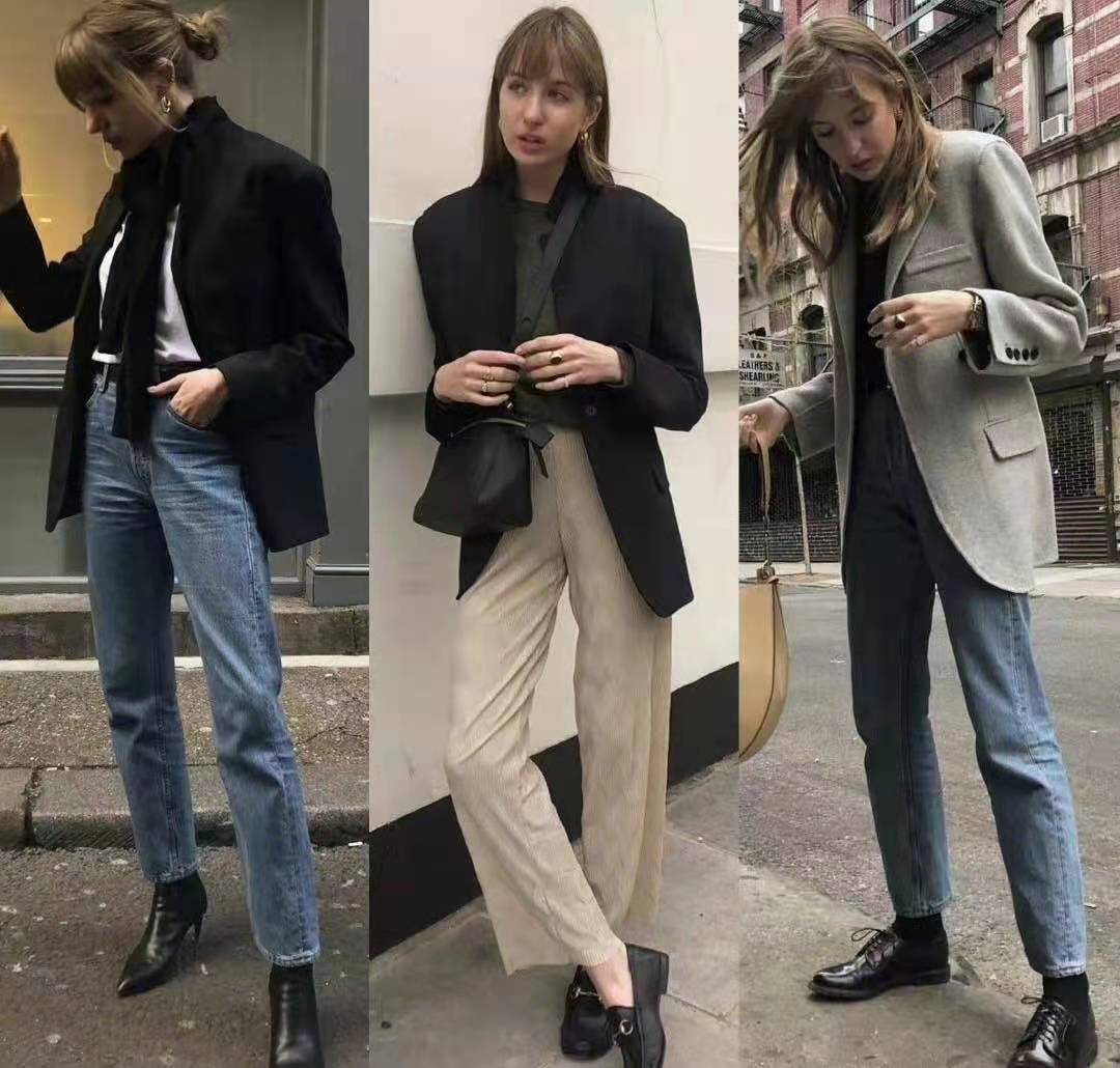 西装学着这样穿显得时髦又高级,过渡季西装这样搭不怕温差且时髦