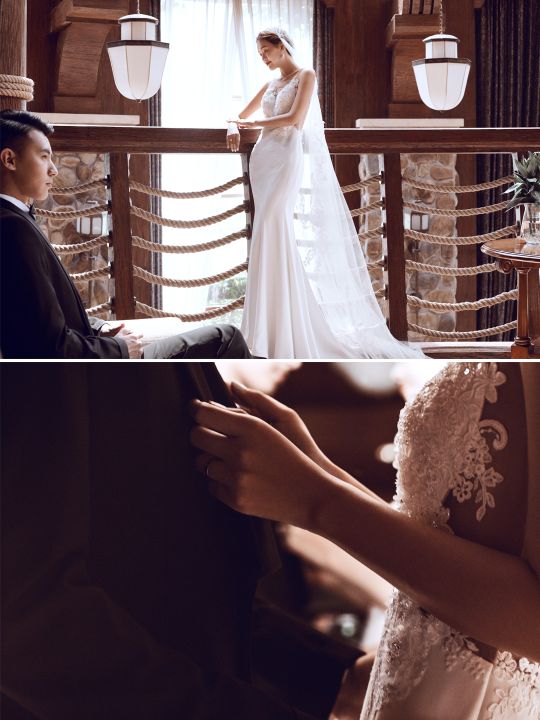法式轻奢风婚纱照海边,小众又高级的轻复古婚纱照