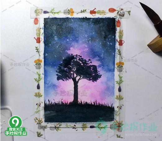 水彩画入门零基础星空,水彩星空画的教程