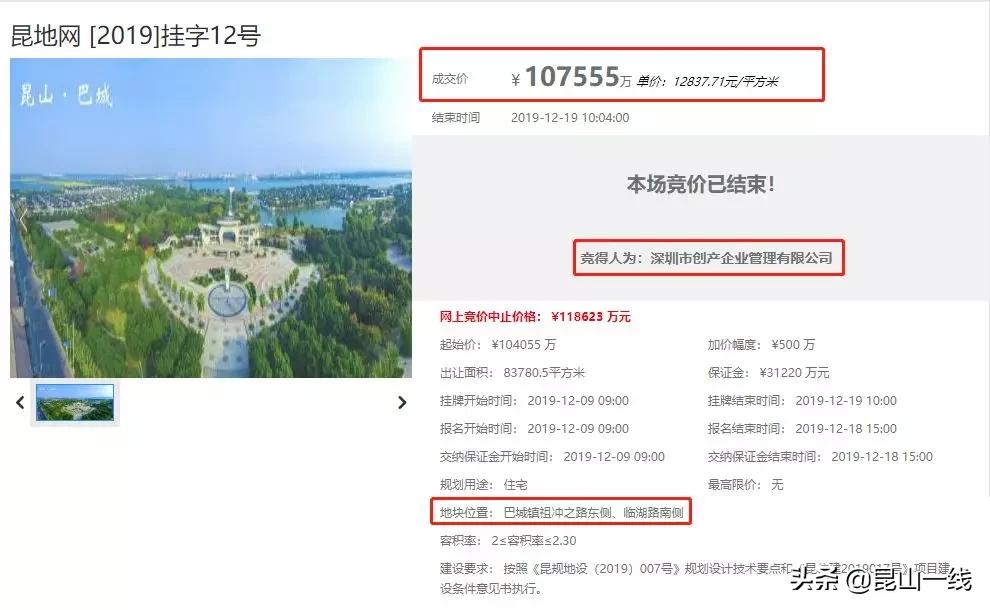 昆山土拍最新价格,昆山土拍最新信息