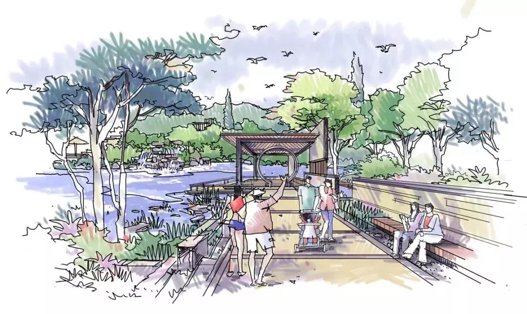 手绘效果图设计详解,干货五幅景观手绘效果图步骤图解