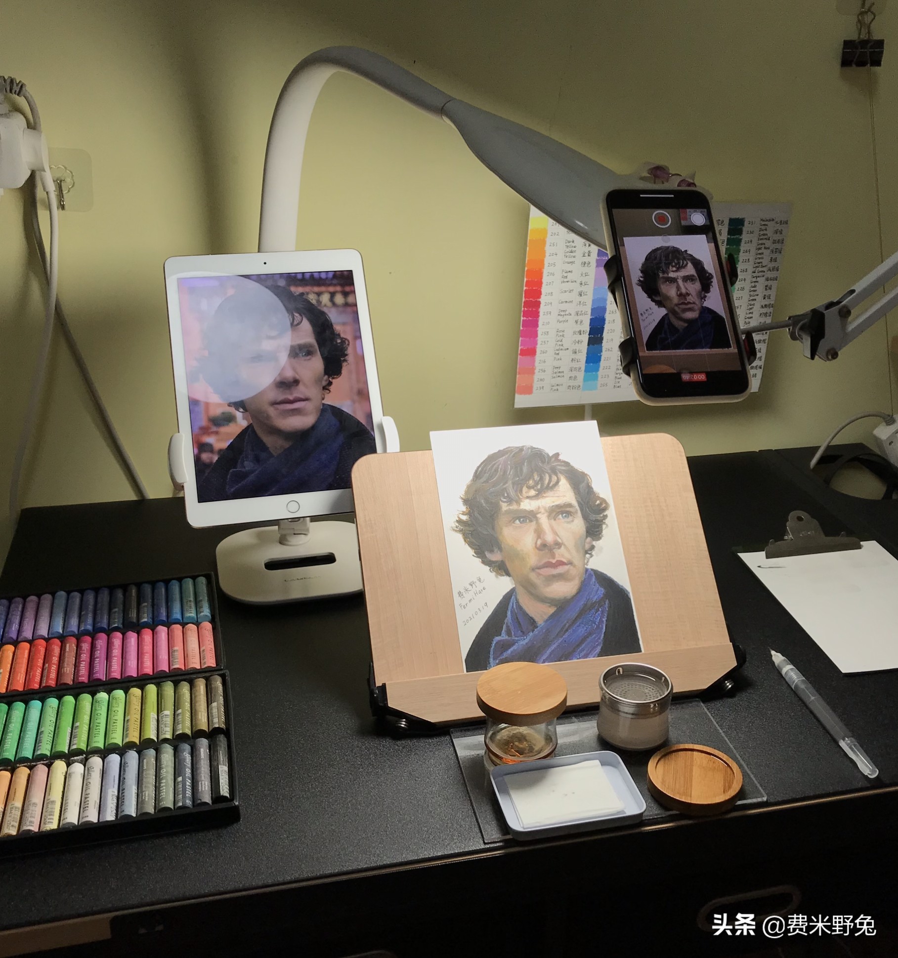 神探夏洛克图片手绘,油画棒星汉灿烂教程