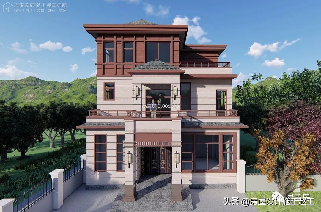 农村自建二层法式风格别墅,两层田园风格别墅自建房