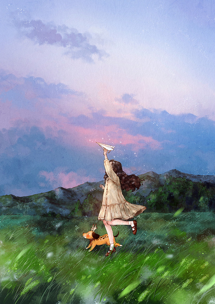 韩国插画师森林女孩日记图文,水彩插画森林女孩日记