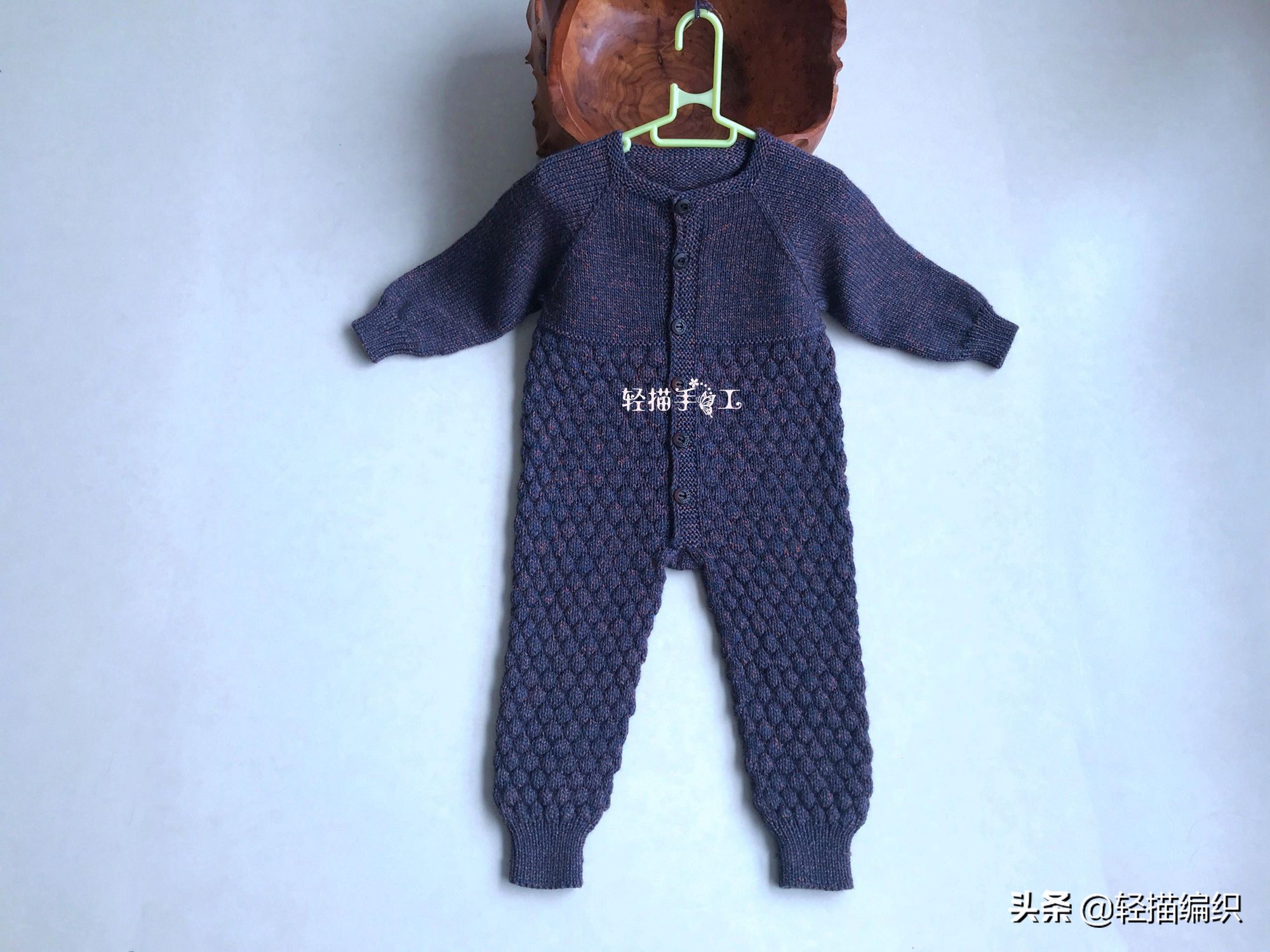宝宝连体衣从上往下的编织方法,从上往下织连体毛衣编织教程