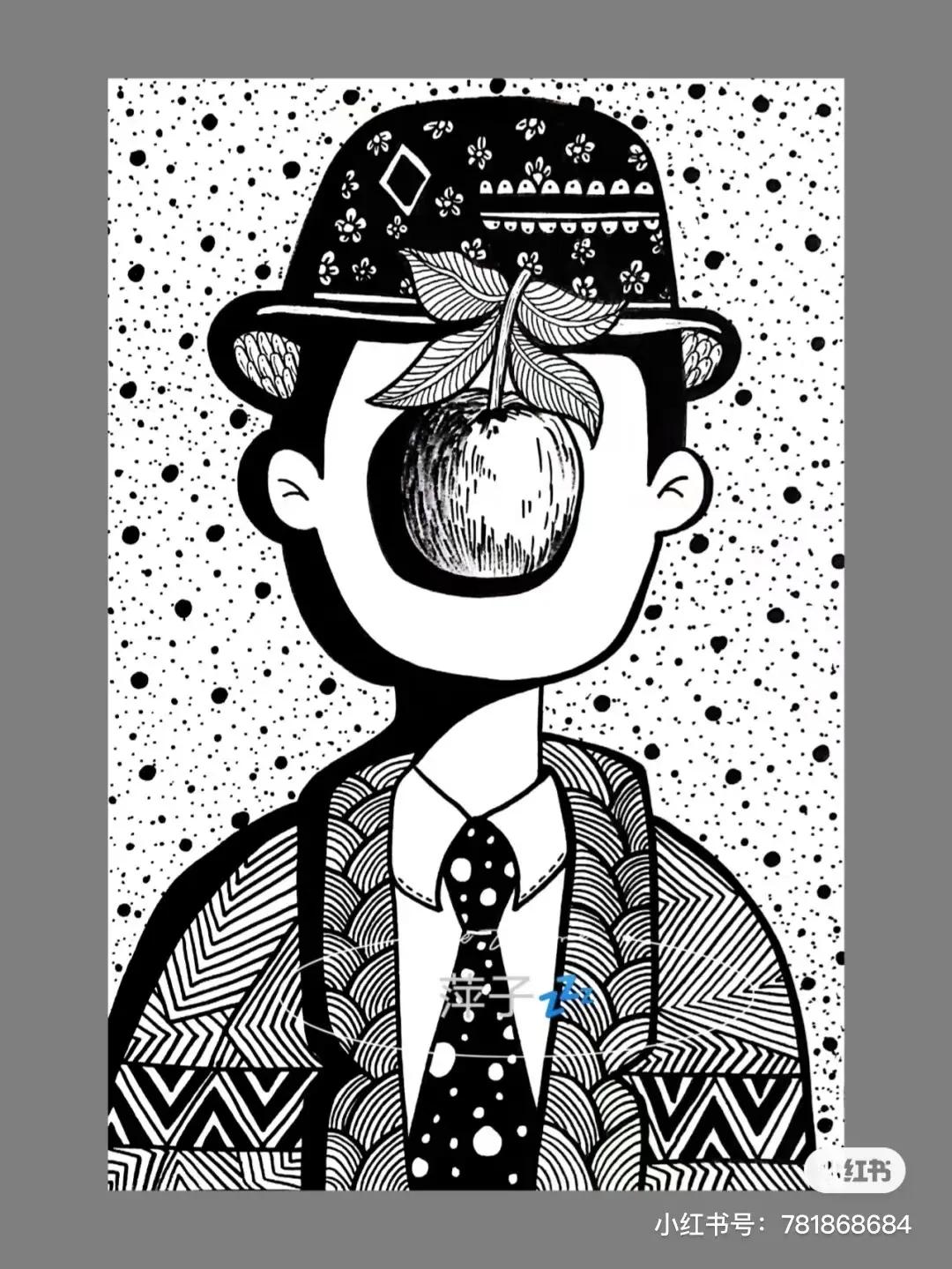 花卉简单线描创意画,花草线描画装饰