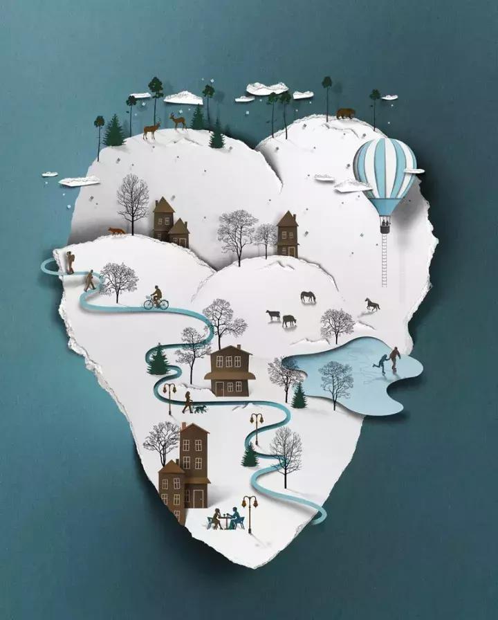 剪纸风格插画,剪纸效果字体