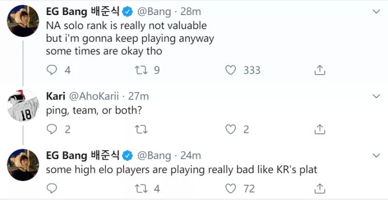 难怪没有世界冠军，Bang吐槽美服排位，高分段水平相当于韩服铂金