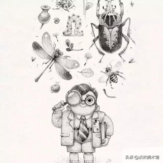 素描画原来可以这么美,素描风插画