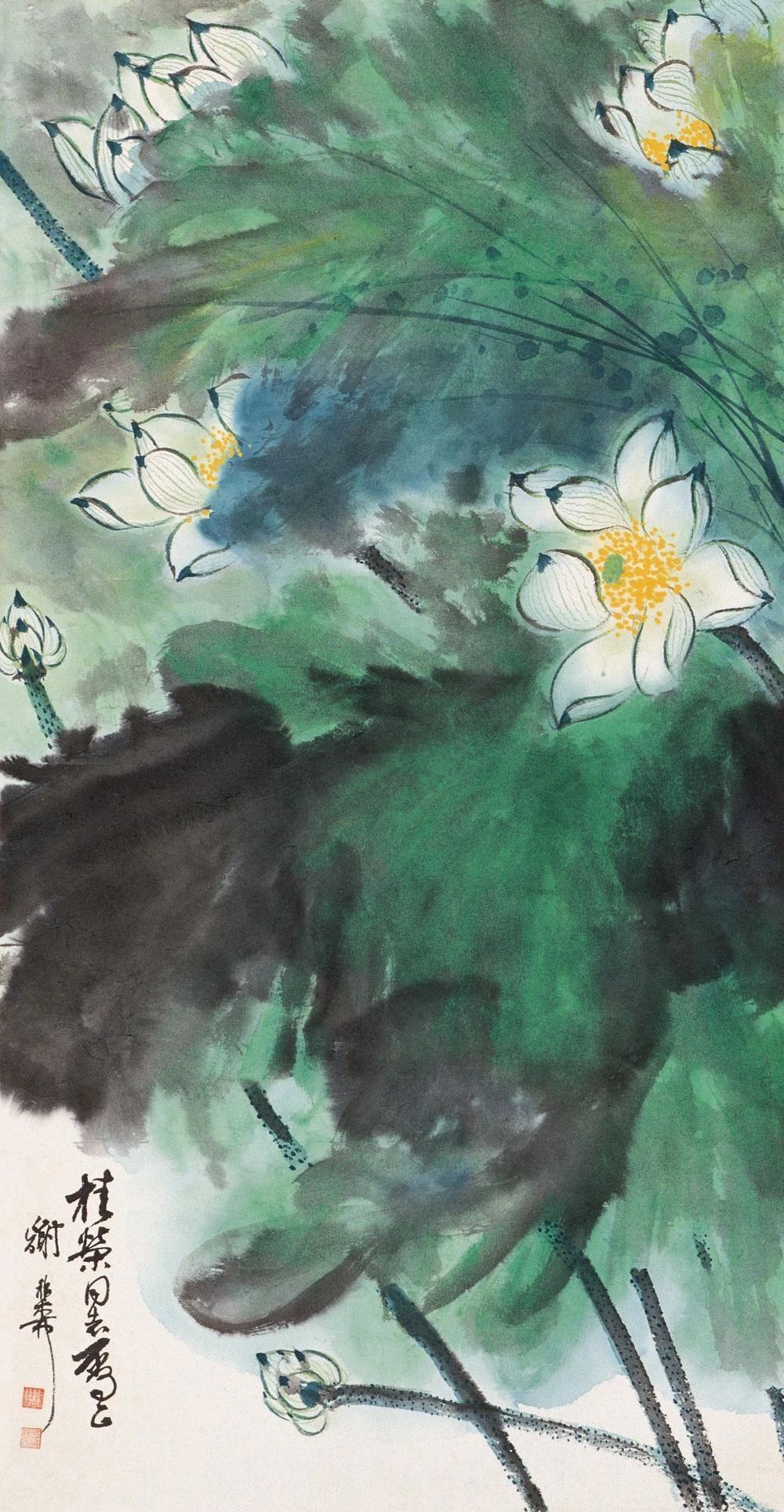 墨与色相碰撞，他笔下的荷花出淤泥而不染飘来阵阵清香