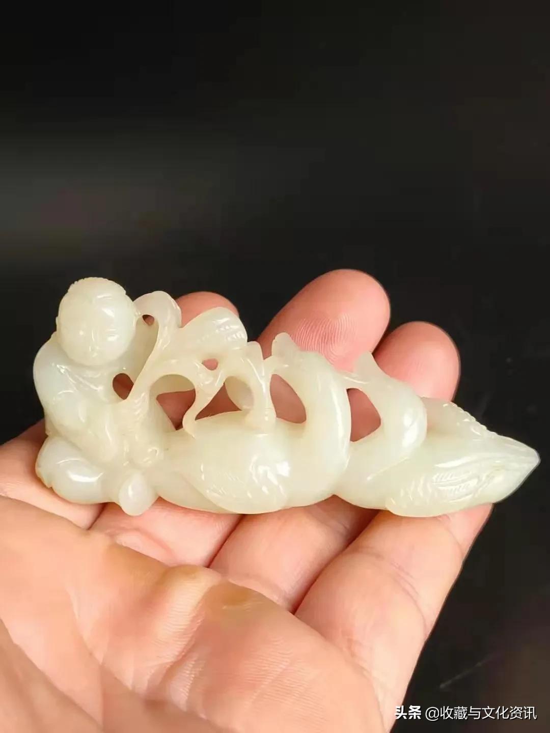 老和田玉童子戏鹅,元代和田玉童子戏鹅鉴赏