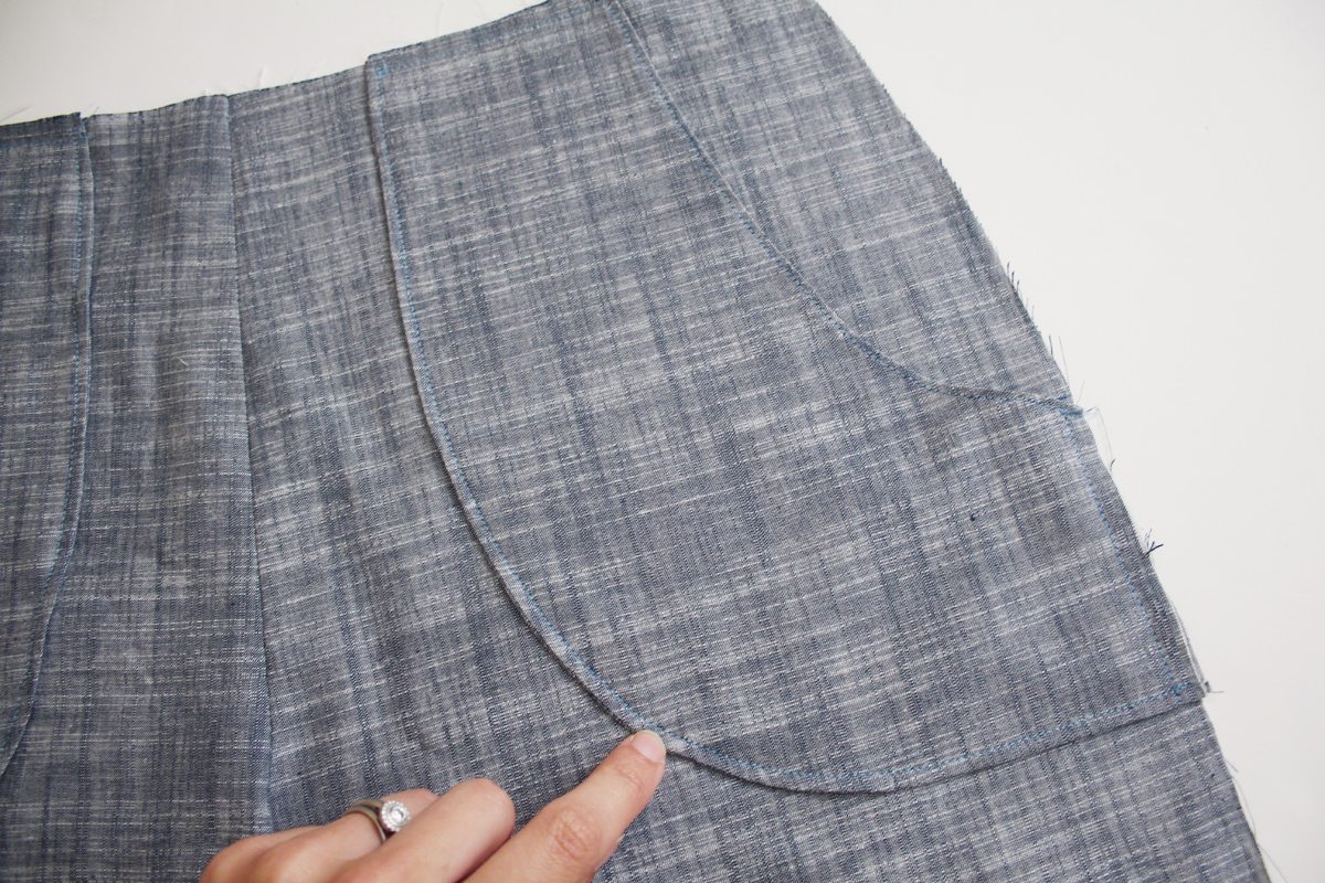 做口袋贴片,斜袋裤子口袋缝制视频技巧