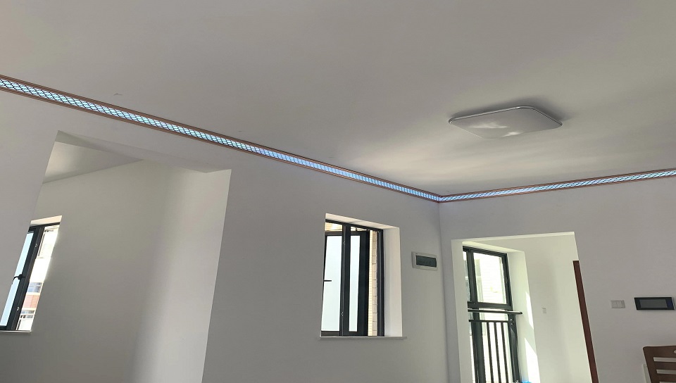 集成吊顶发光顶角线效果图,客厅吊顶led顶角线