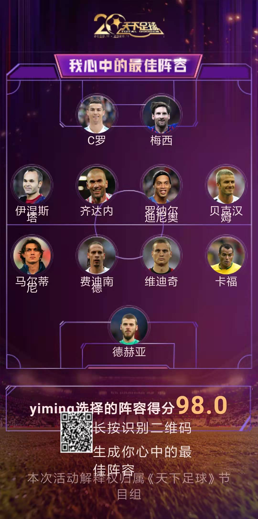 我心中的最佳足球阵容100分,天下足球最佳阵容在哪里选