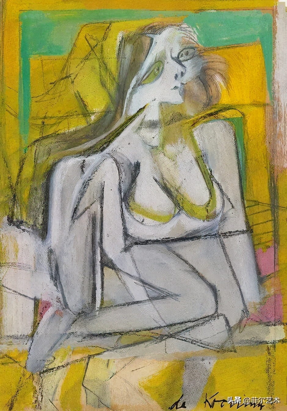 丹麦画家蒙森德风景油画作品欣赏,荷兰画家德库宁的油画作品无题