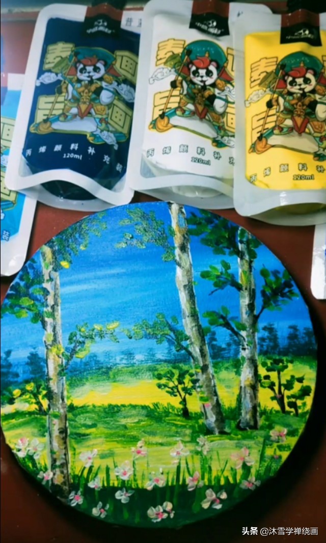 超简单日出的丙烯画教程,简单初学丙烯画夕阳倒影