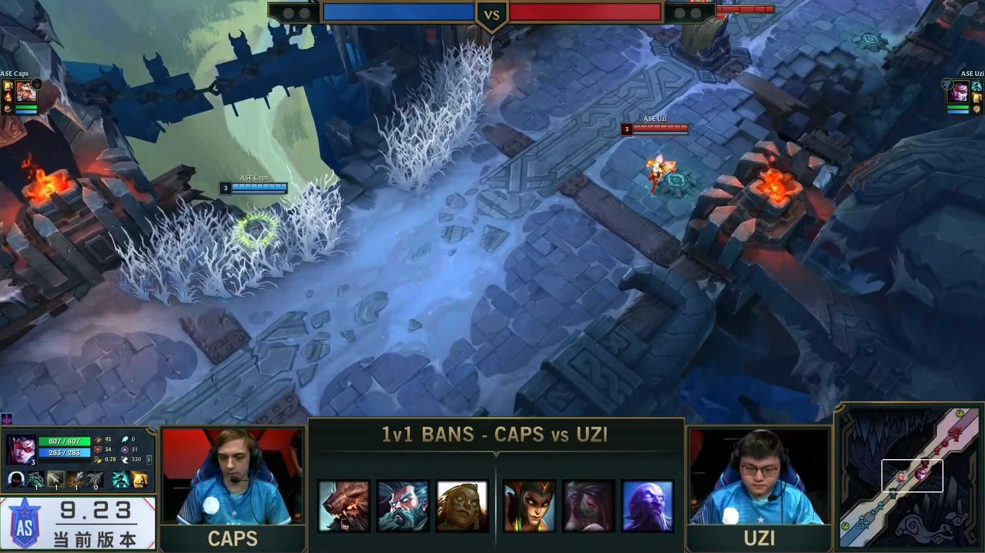 caps峡谷之巅遇uzi,caps给doinb抛飞吻