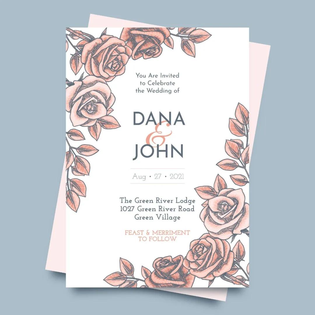 武安婚礼请柬模板素材,excel婚礼请柬模板