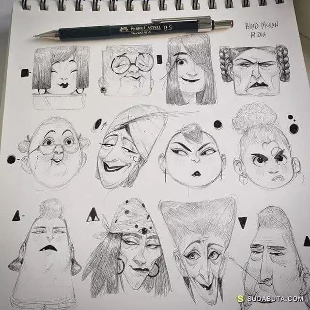 画动漫人物黑白插画素描,看似荒诞而有创意的素描插画