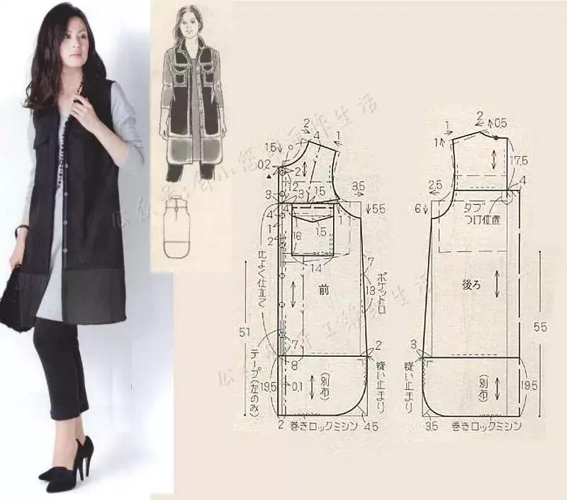 女士背心羽绒马甲裁剪图,秋冬背心马甲的裁剪方法