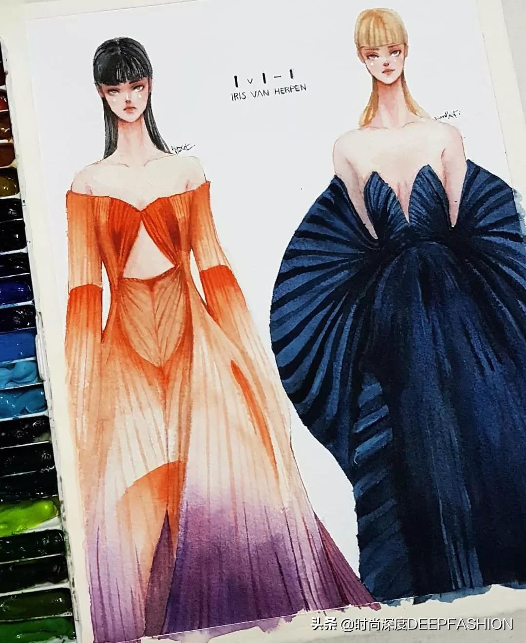 服装设计图三张,服装设计系列效果图