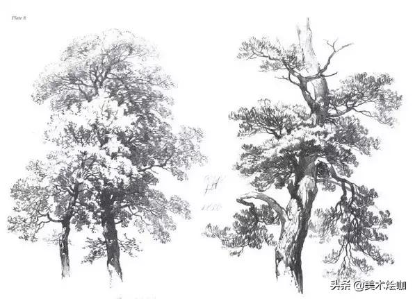 高清素描临摹风景图入门,素描画画教程7-12岁风景图