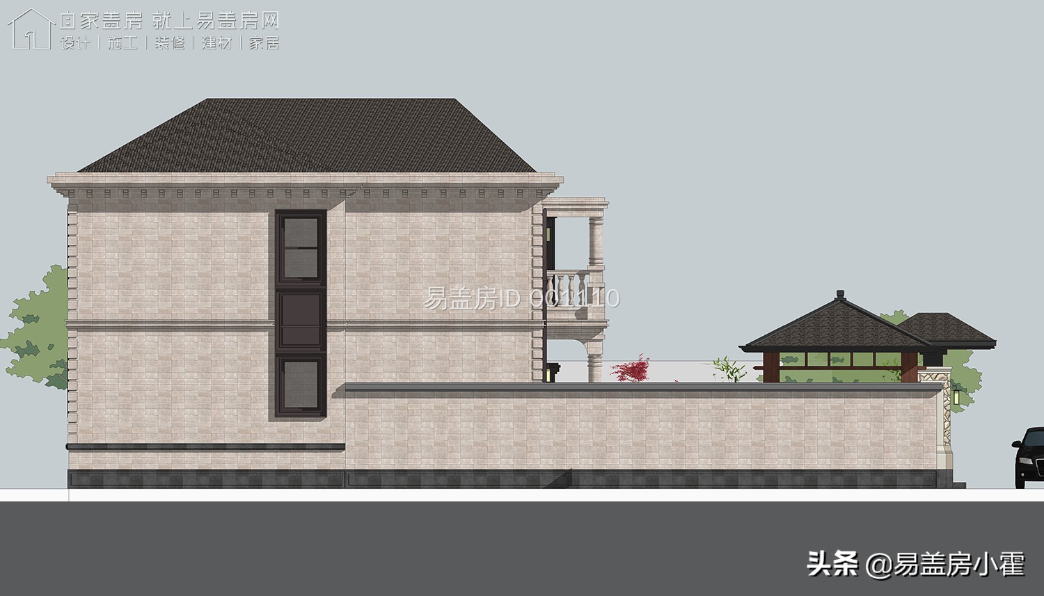 农村自建房2层欧式别墅设计,面宽10米欧式风格二层小别墅