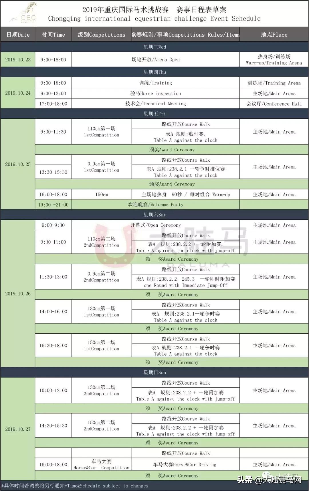 大陆赛马网：2019重庆国际马术挑战赛将于10月25日举办