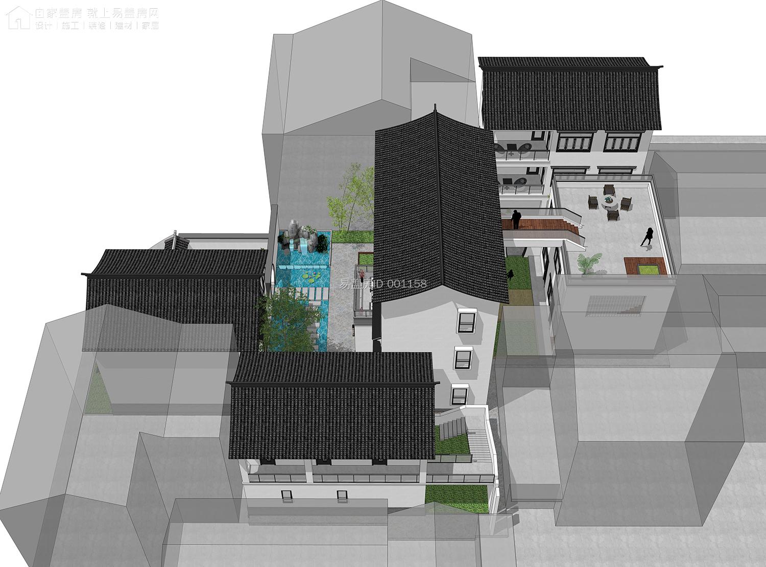 中式别墅群，不想住了可以作为民宿，顶天露台可烧烤、篝火舞会