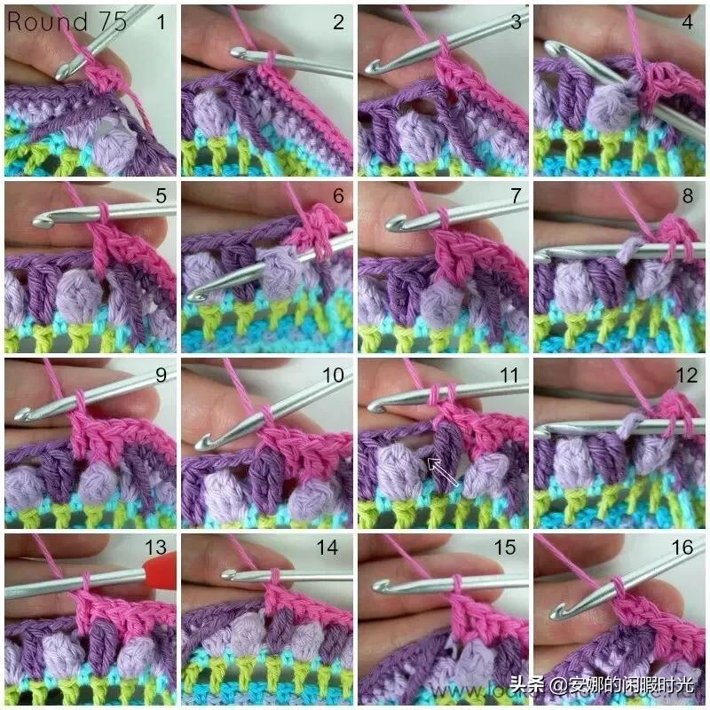 曼陀罗毯子编织教程,苏菲花园曼陀罗毯子钩法高清图解