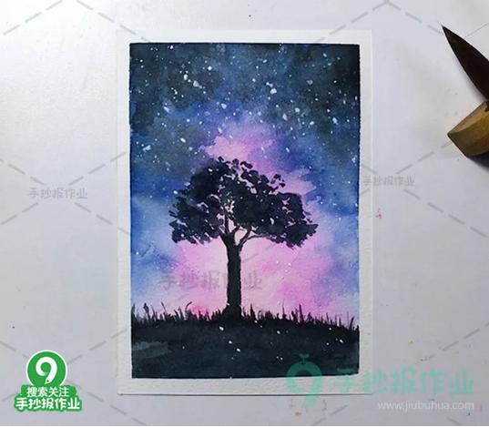 水彩画入门零基础星空,水彩星空画的教程