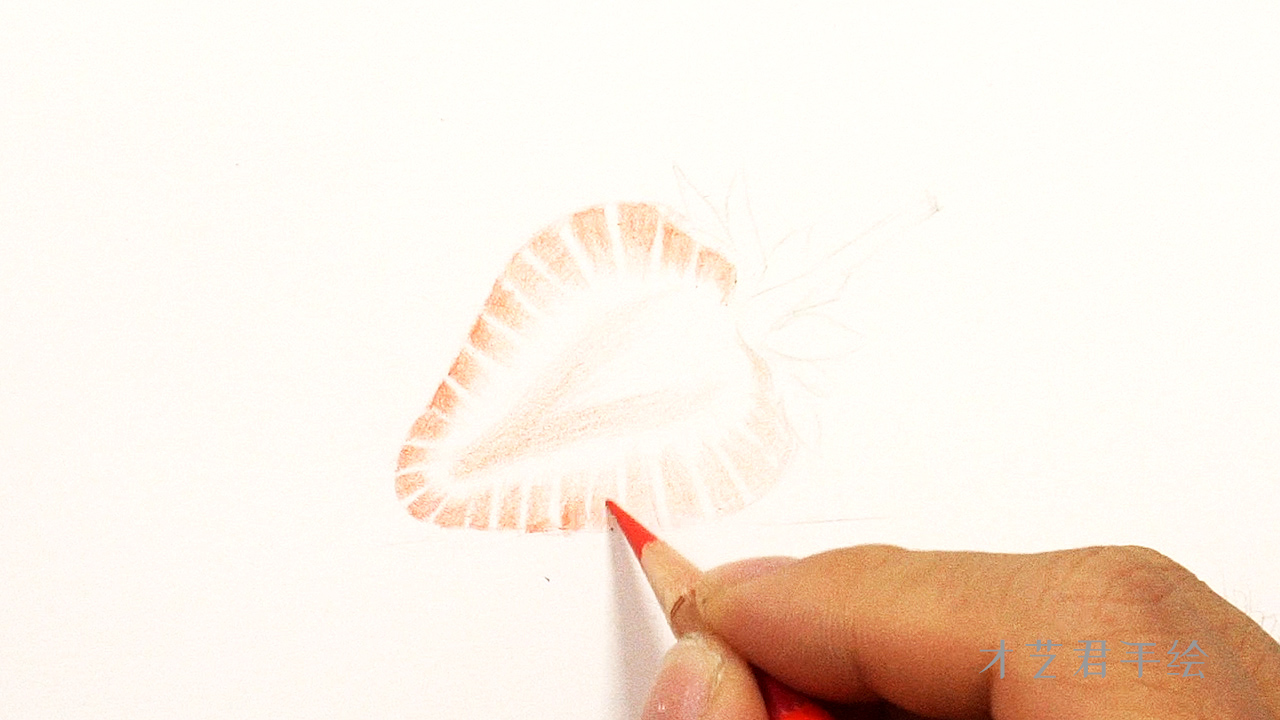 草莓叶子彩铅图片简笔画,彩铅草莓素描画视频教程