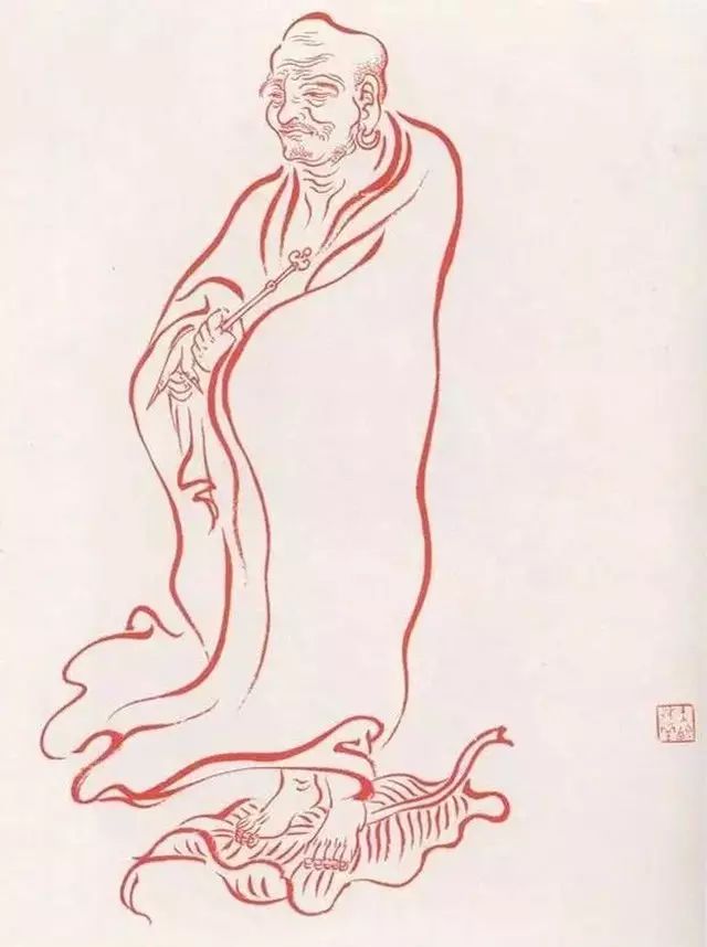 弘一法师的蓝底描金十八罗汉作品,弘一大师100万罗汉图写意