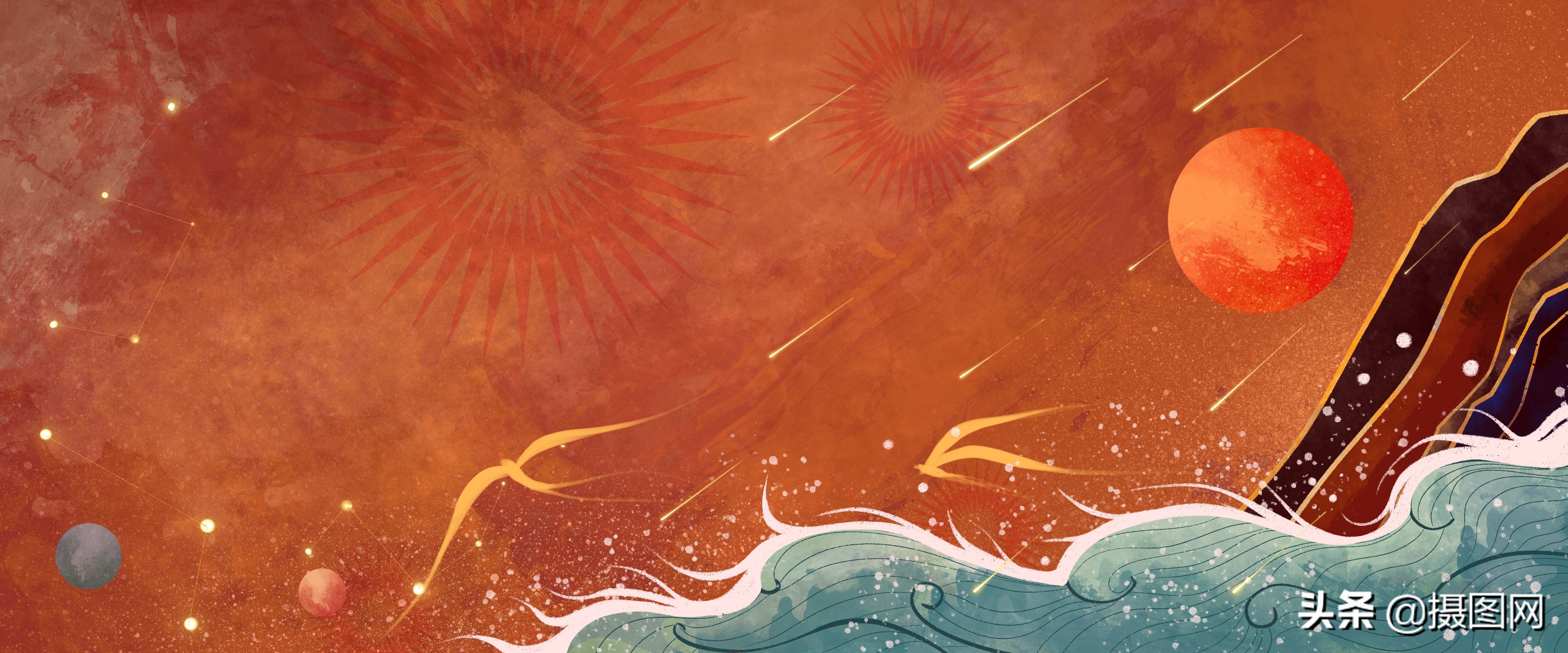 中国风底纹古典素材,国潮插画中国风元素