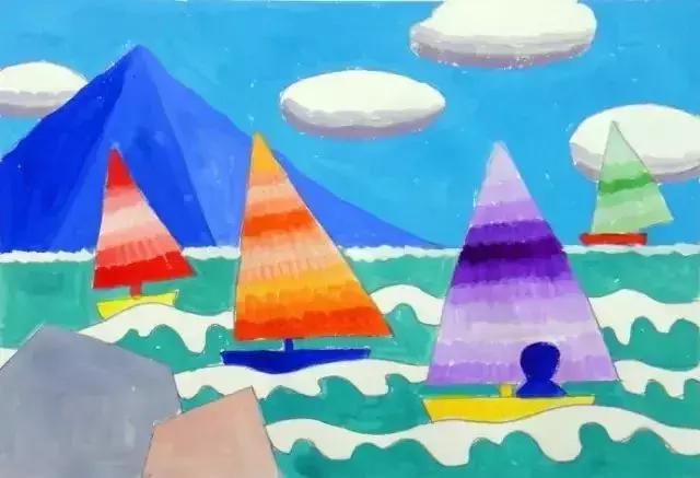 儿童水粉画国画教程,色彩明度渐变水粉画作品教程简单