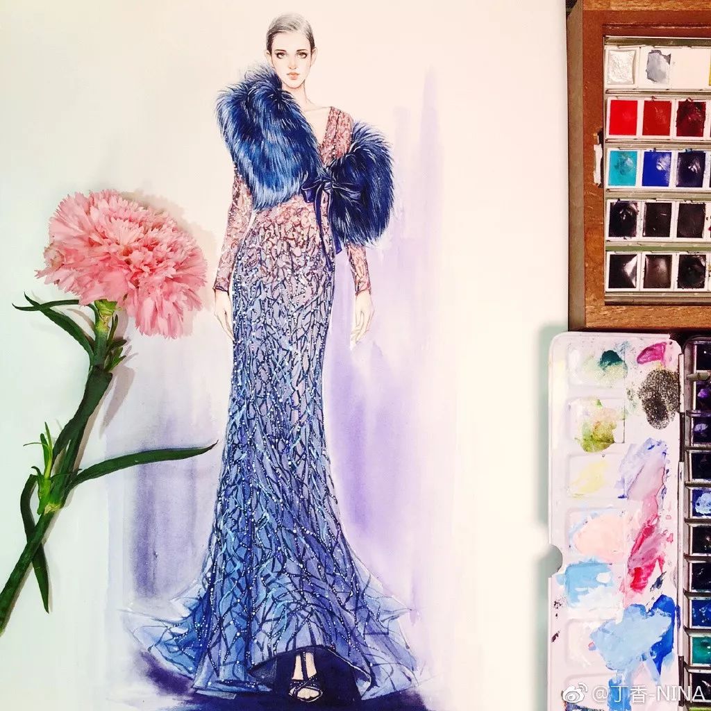 礼服怎么画好看仙气用彩铅,马克笔和彩铅裙子上色教程