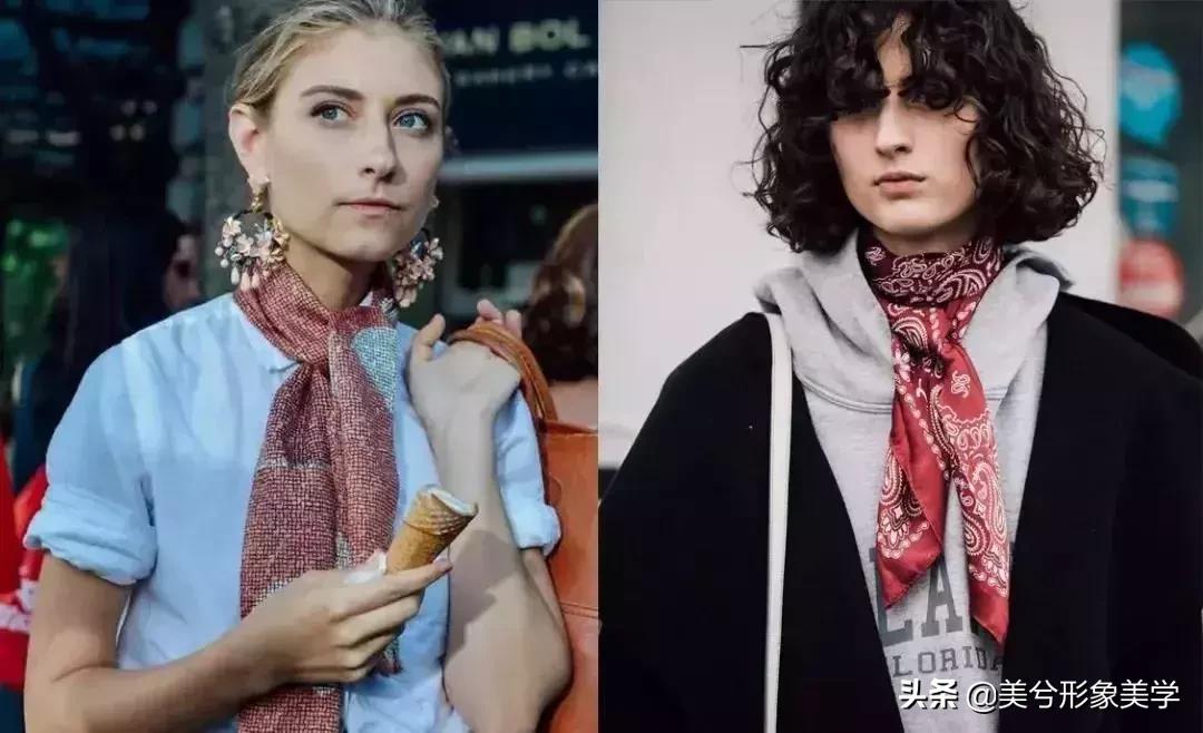 旧衣服怎么系丝巾好看,长条丝巾系法变衣服内搭