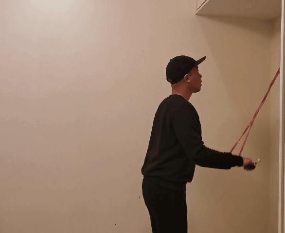 背阔肌和大臂肌的训练,弹力绳直臂下拉背阔肌