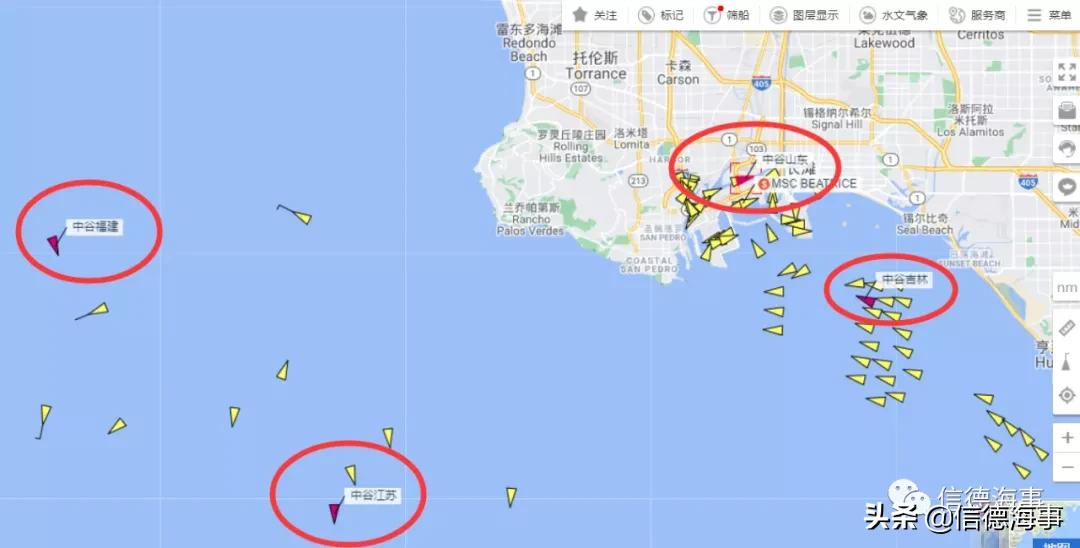 美国长滩港口货船拥堵,美国长滩港口拥堵1000英里