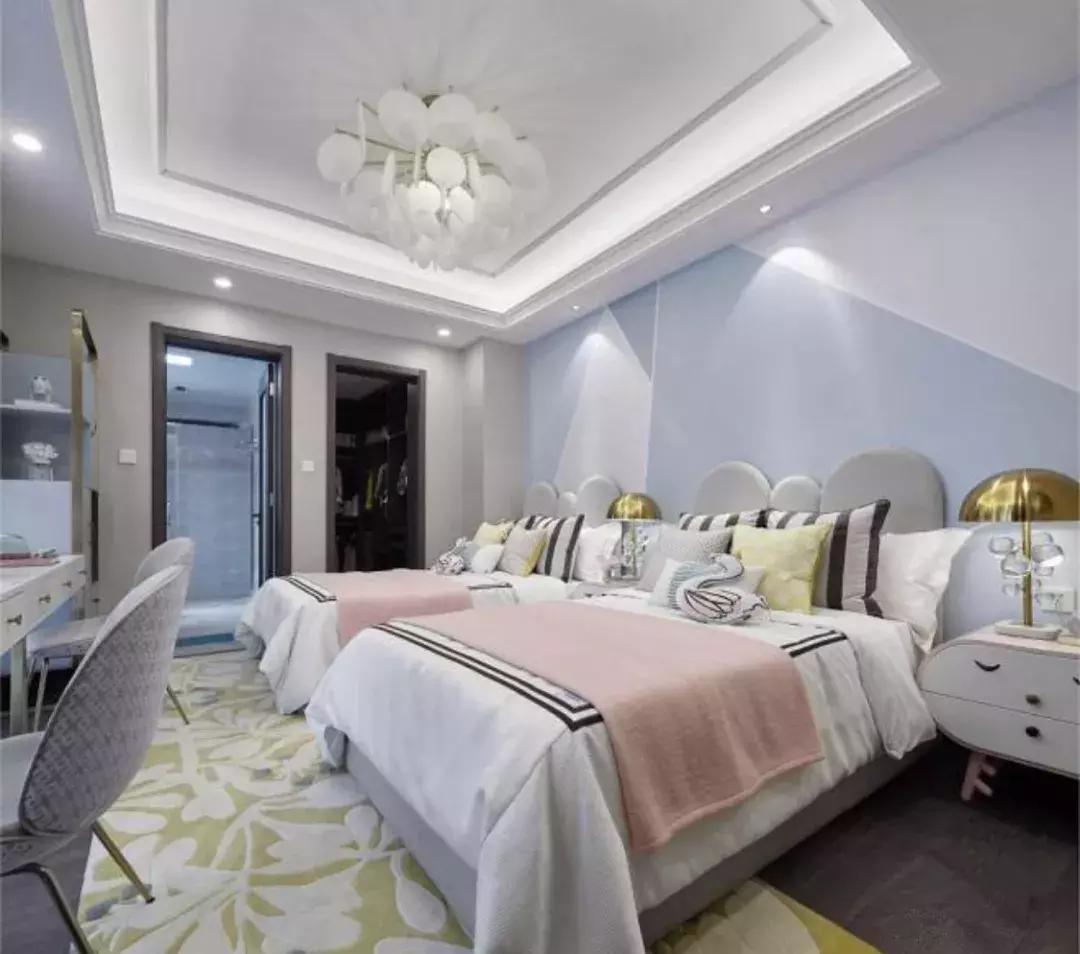 两个宝宝卧室两张单独床,两个女儿房间怎么放两张独立的床