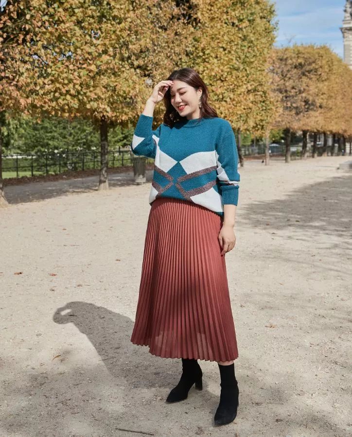 120斤158cm胖mm穿搭裙子,120斤160微胖女生秋装毛衣穿搭