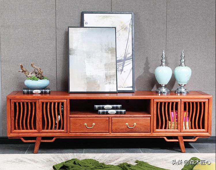 新中式红木电视柜配什么电视墙,高档红木中式客厅电视柜图片