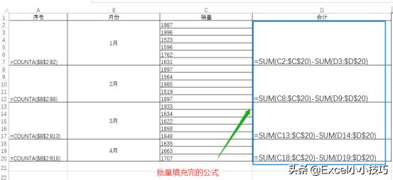 excel怎样填充颜色后自动求和,excel表格合并单元格求和操作大全