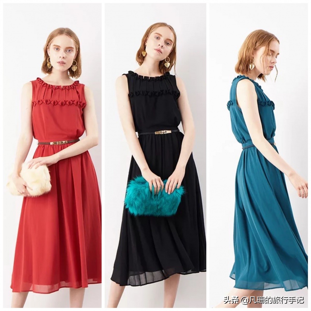 度假风绿色连衣裙,法式桔梗仙女裙​