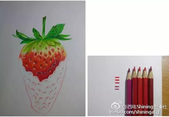 彩铅写实教学草莓,草莓蛋糕用彩铅怎么画