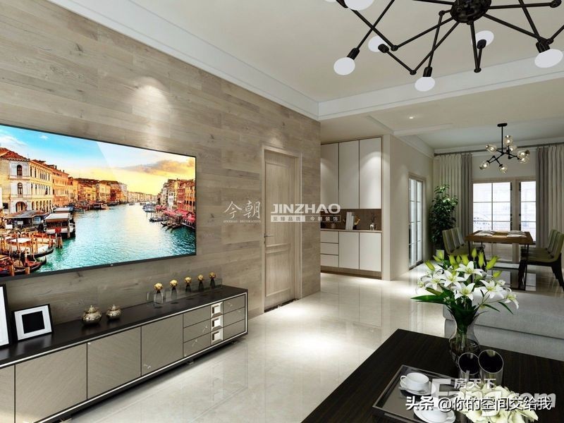 145平米房子中式装修风格,原木色和白色搭配的效果图小户型