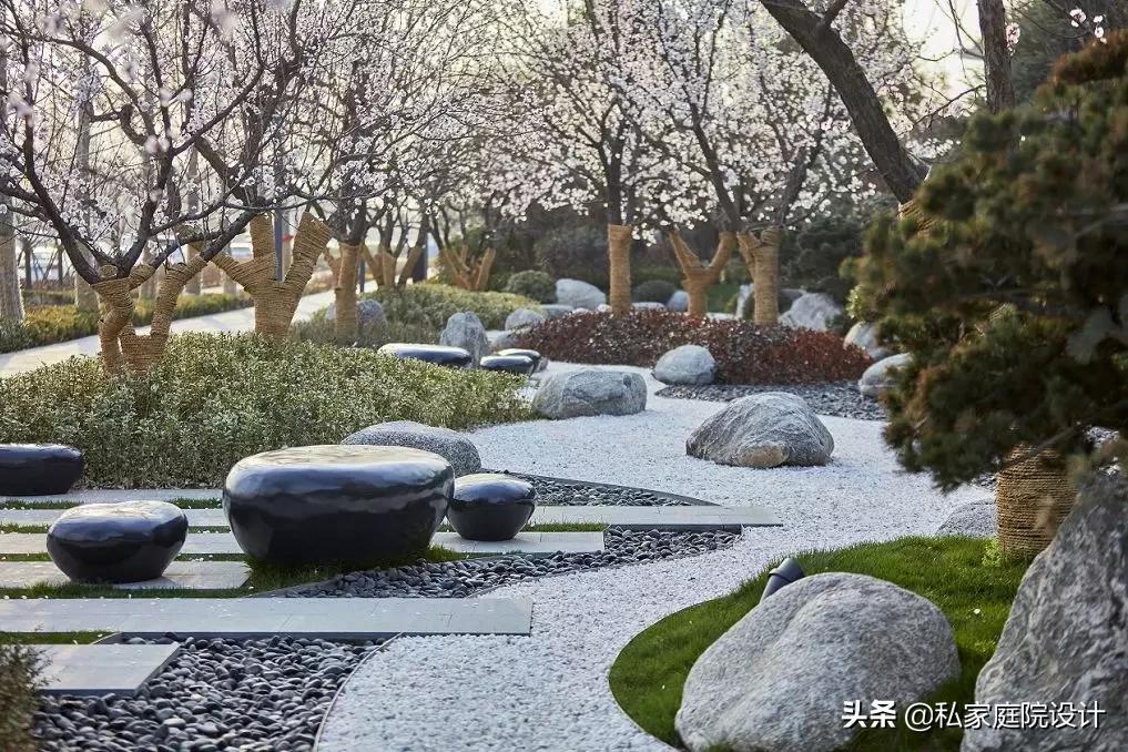 中式庭院石头造景效果图,庭院景观置石技法