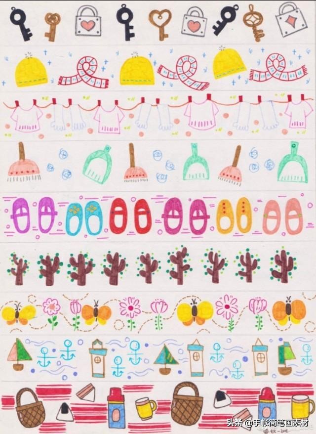 手绘山边框简笔画,大树边框简笔画手绘