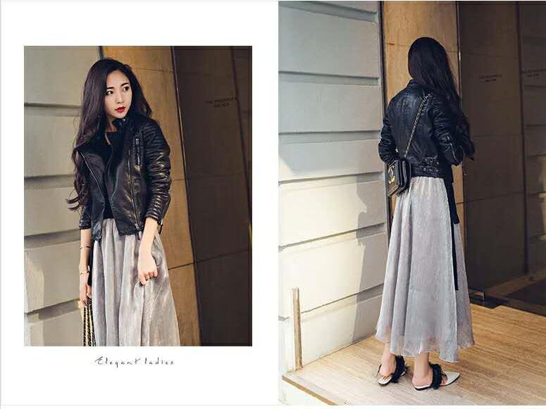 连衣裙秋冬高级感搭配皮衣,搭配皮衣的秋冬时尚半身裙