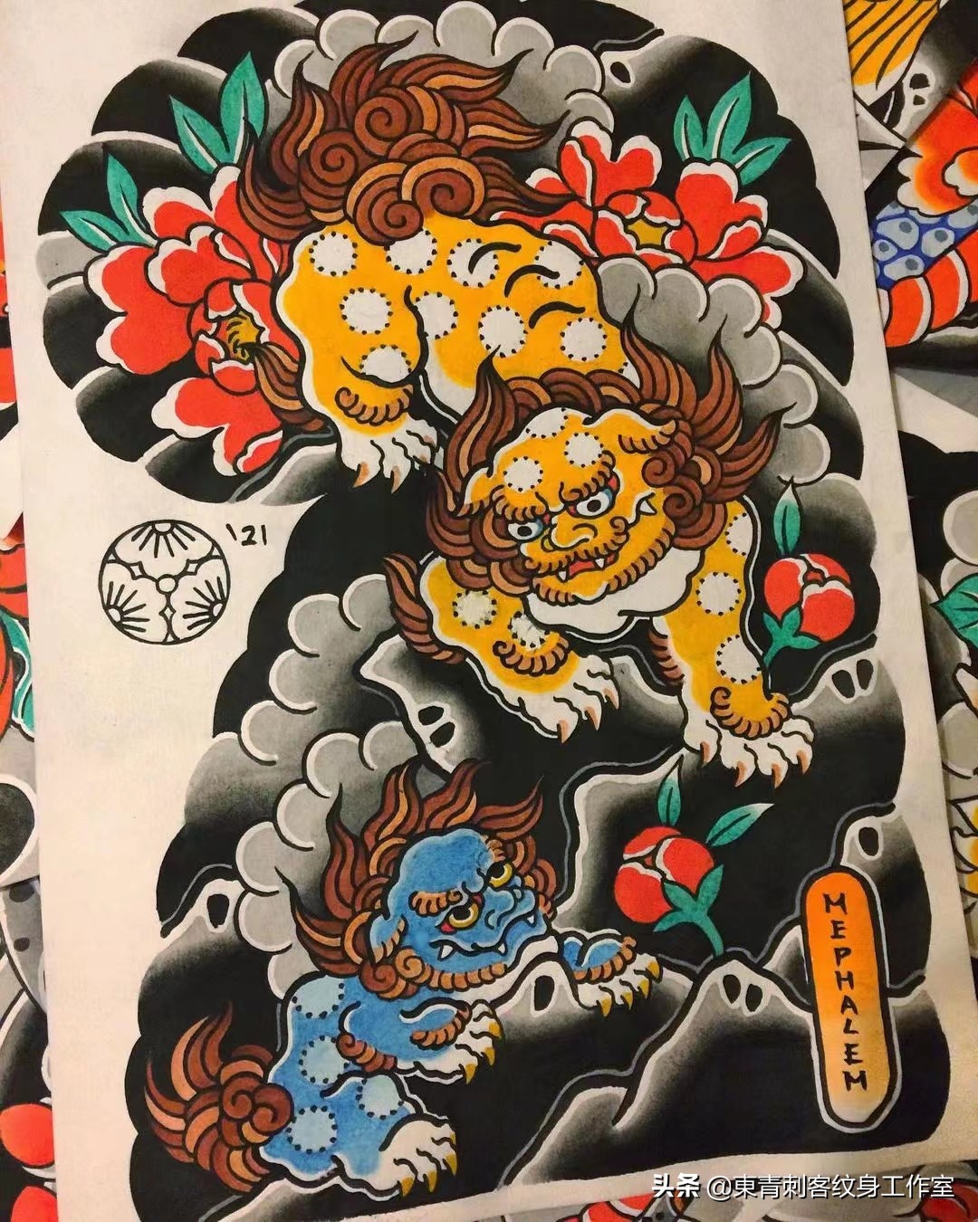 半甲凤凰纹身手稿图案大全,老传统半甲纹身图案大全图片